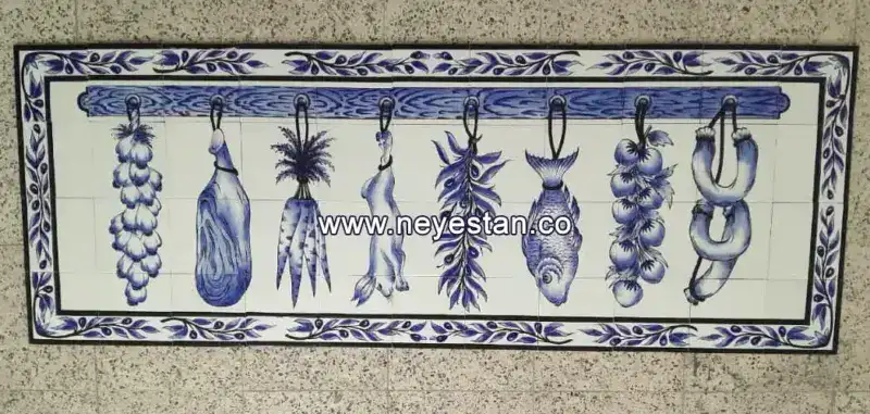 تابلو کاشی مینایی قلم آبی