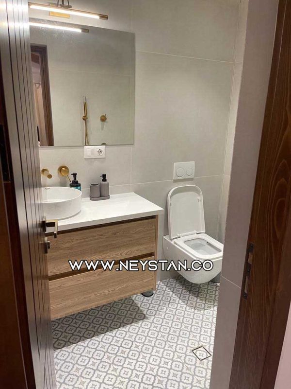 کاشی مدرن سفید و طوسی برای سرویس