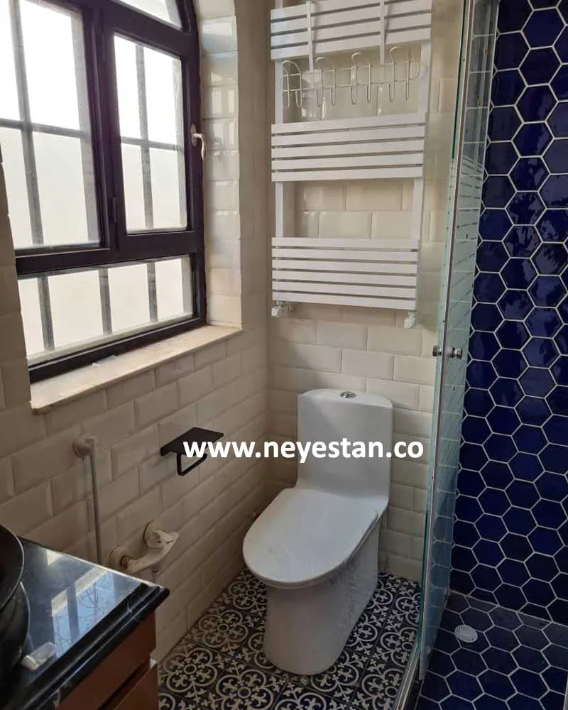 کاشی شش ضلعی لاجورد در سرویس بهداشتی