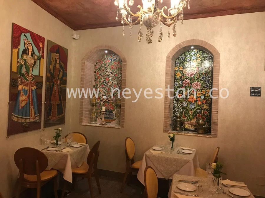 تابلو کاشی گل و مرغ