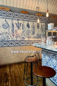 تابلو کاشی قلم آبی با طرح کلاسیک اروپایی